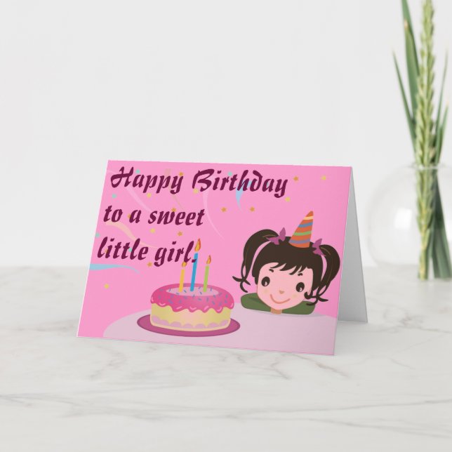 Tarjeta Feliz cumpleaños a una niña dulce. (Anverso)