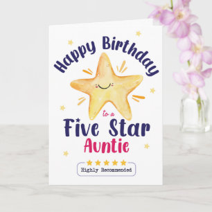Tarjeta Feliz cumpleaños a una tía cinco estrellas – Estre