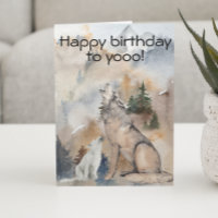 Feliz cumpleaños a Wolf Howling Watercolor
