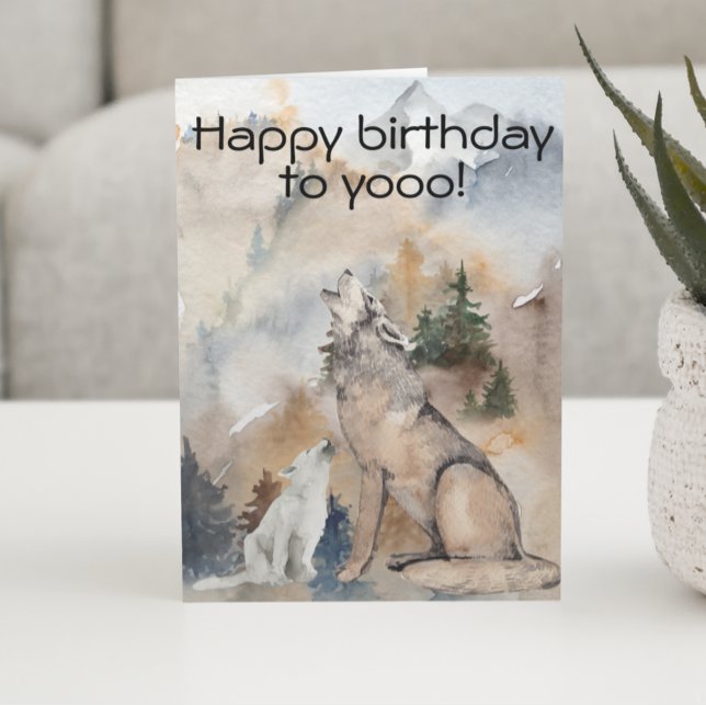 Tarjeta Feliz cumpleaños a Wolf Howling Watercolor (Subido por el creador)