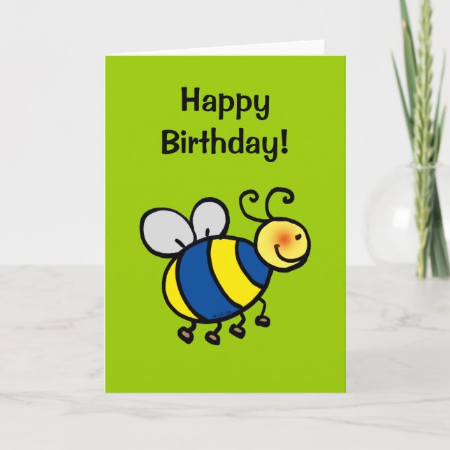 Tarjeta Feliz cumpleaños (abeja de burbujas) (Anverso)