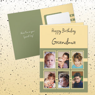 Tarjeta Feliz cumpleaños Abuela agrega 6 fotos amarillo ve