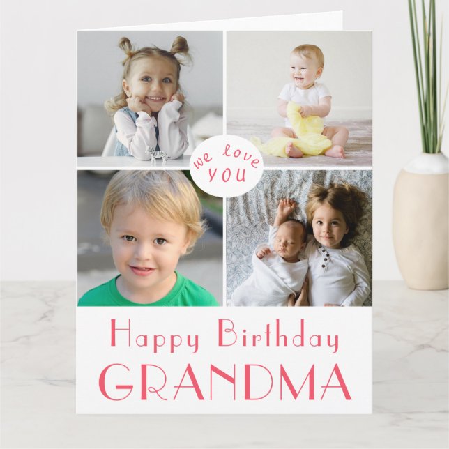 Tarjeta Feliz cumpleaños, abuela Collage de fotos GRARGE (Anverso)