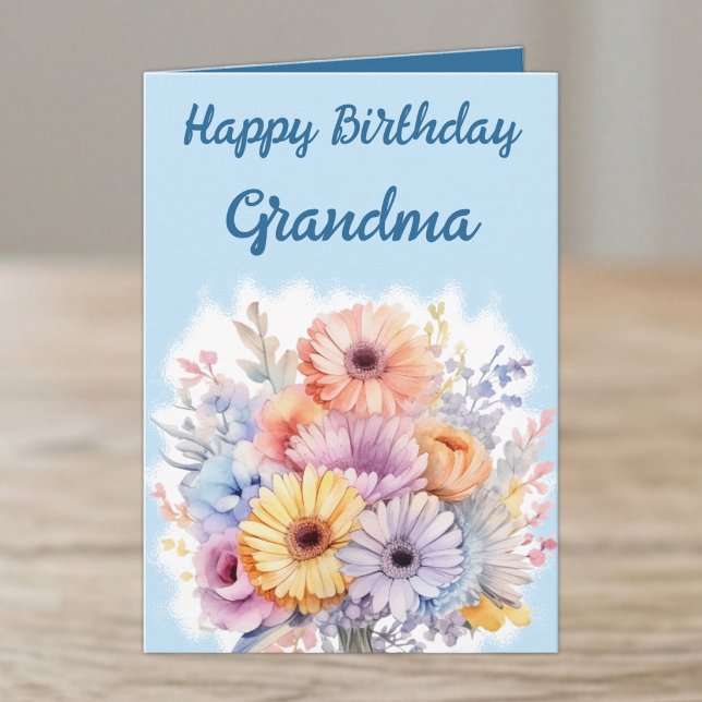 Tarjeta Feliz Cumpleaños Abuela flores azules (Subido por el creador)