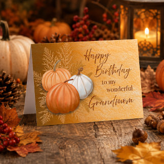 Tarjeta Feliz cumpleaños Abuela maravillosa en otoño