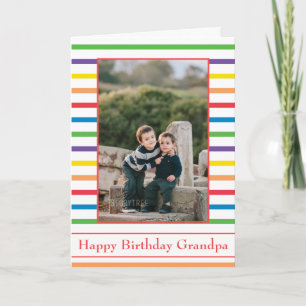 Tarjeta Feliz cumpleaños abuelo foto de rayas coloridas 