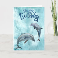 Feliz Cumpleaños Acuarela de Delfín