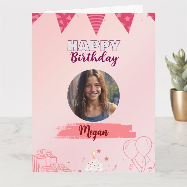 Tarjeta Feliz cumpleaños adolescente dulce niña  (Planta pequeña)