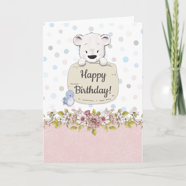 Tarjeta Feliz cumpleaños adorable BEARY (Anverso)