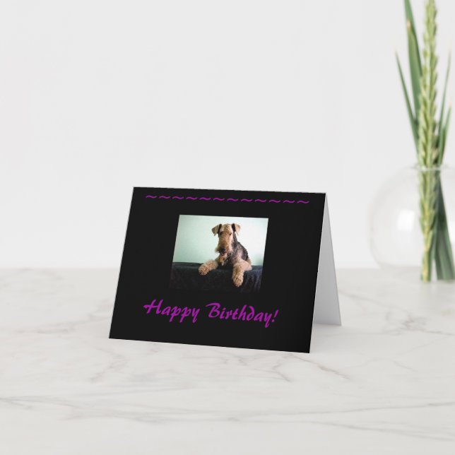 Tarjeta Feliz cumpleaños Airedale Terrier (Anverso)