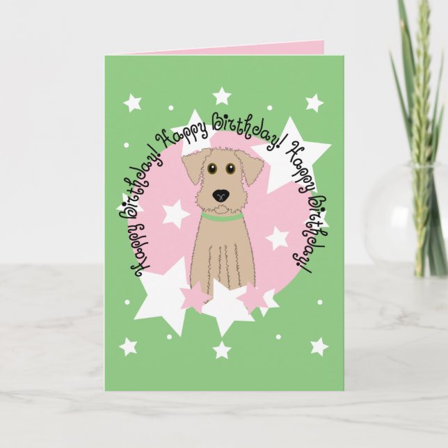 Tarjeta Feliz cumpleaños Airedale Terrier (Anverso)