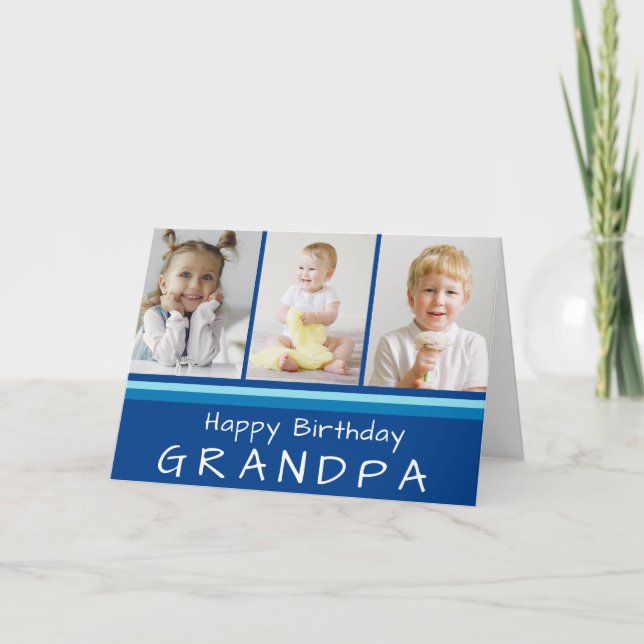 Tarjeta Feliz cumpleaños al abuelo azul verde azulado (Anverso)