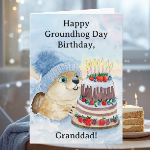 Tarjeta Feliz cumpleaños al abuelo Día de la Marmota Cumpl