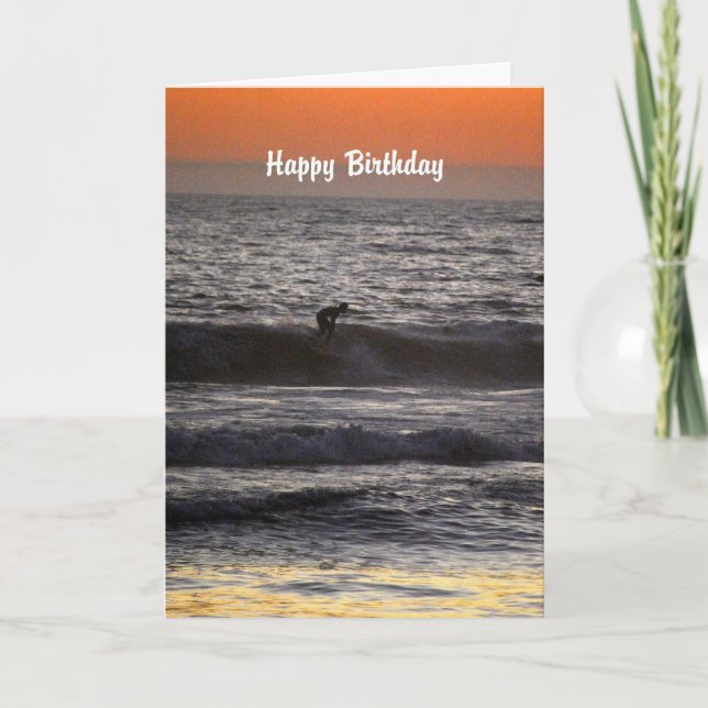 Tarjeta Feliz cumpleaños al atardecer (Anverso)