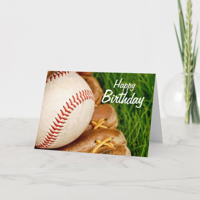 Tarjeta Feliz cumpleaños al béisbol con Mitt (Anverso)
