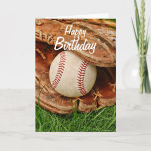 Tarjeta Feliz cumpleaños al béisbol con un viejo mito