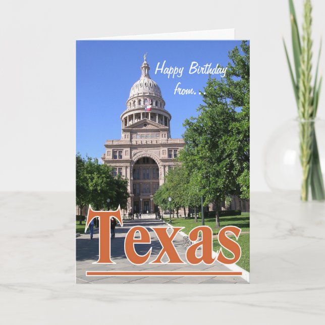 Tarjeta Feliz cumpleaños al Capitolio Estatal de Texas/Aus (Anverso)