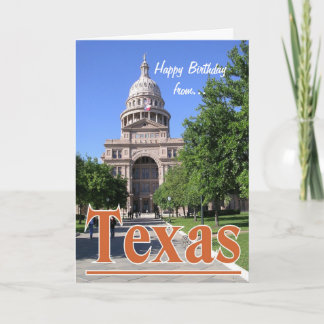 Tarjeta Feliz cumpleaños al Capitolio Estatal de Texas/Aus