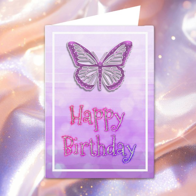 Tarjeta Feliz cumpleaños al Chica de la mariposa morada (Subido por el creador)