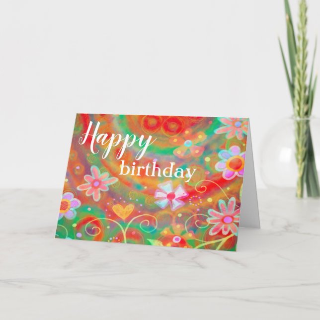 Tarjeta Feliz cumpleaños al corazón del jardín (Anverso)