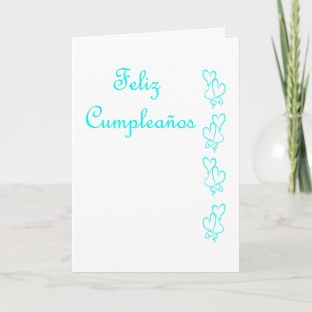 Tarjeta Feliz cumpleaños al español con corazones de amor (Anverso)