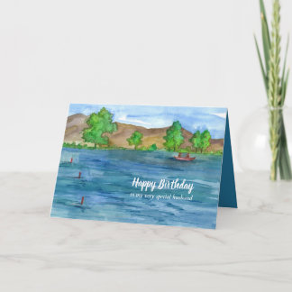 Tarjeta Feliz cumpleaños al esposo de la montaña