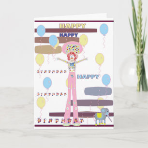 Tarjeta Feliz cumpleaños al estilo de circo
