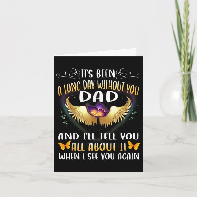 Tarjeta Feliz cumpleaños al padre en el cielo en memoria (Anverso)
