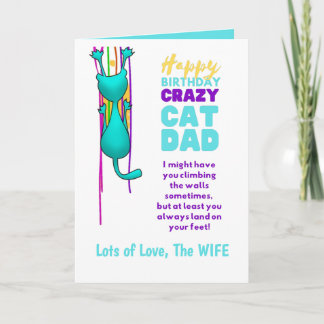 Tarjeta Feliz cumpleaños al PAPÁ GATO divertido de parte d