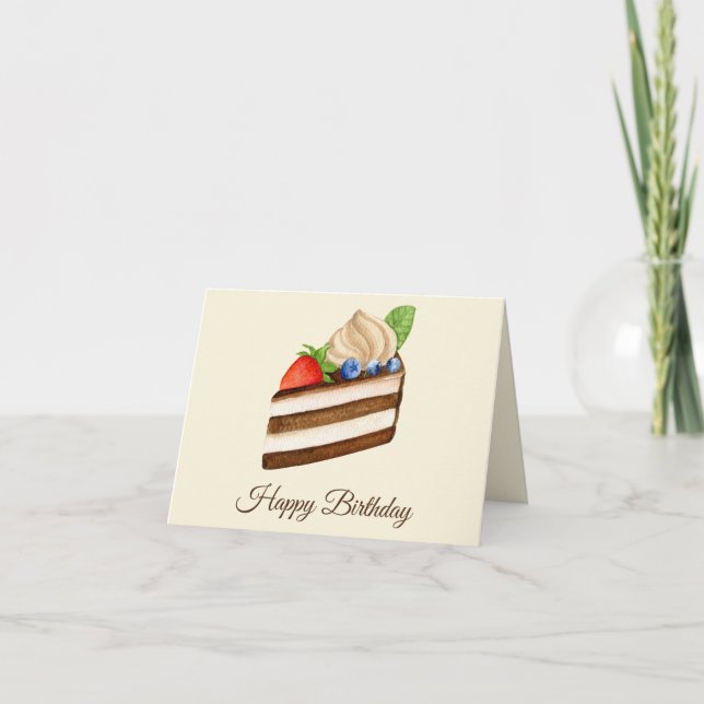 Tarjeta Feliz cumpleaños al pastel de cerezo de chocolate (Anverso)