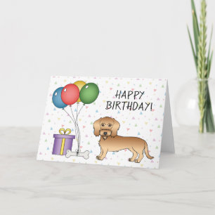 Tarjeta Feliz cumpleaños al perro Dachshund de pelo duro t