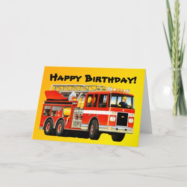 Tarjeta Feliz cumpleaños al Personalizado de Camión de Fue (Anverso)
