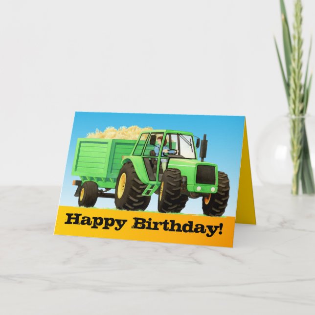 Tarjeta Feliz cumpleaños al Personalizado de niño Green Fa (Anverso)