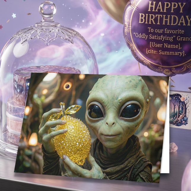 Tarjeta ¡Feliz Cumpleaños!  Alien Adorable y Limón Cristal (Subido por el creador)
