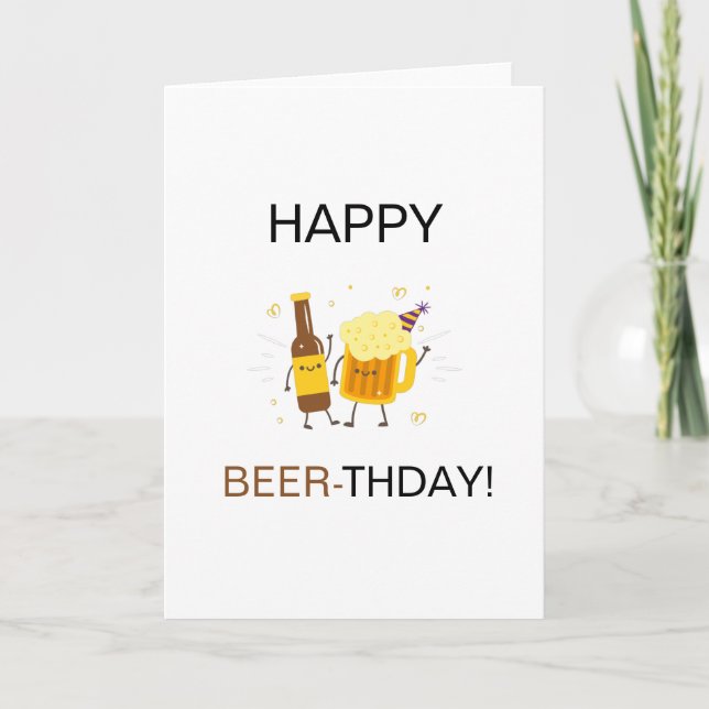Tarjeta Feliz cumpleaños, amante de la cerveza. (Anverso)