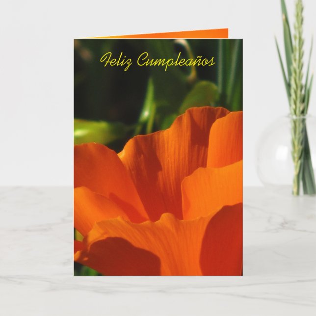 Tarjeta Feliz Cumpleaños - Amapola de California (Anverso)