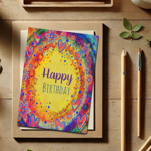 Tarjeta Feliz cumpleaños Amarillo alegre diversión inespir