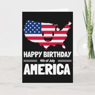 Tarjeta Feliz Cumpleaños América 4 De Julio Bandera Americ