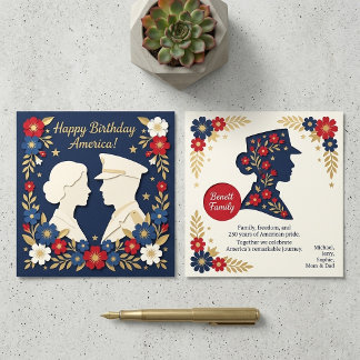 Tarjeta Feliz cumpleaños América Familia Aniversario 250