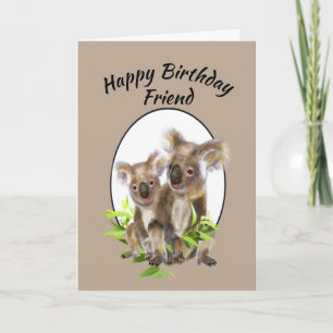 Tarjeta Feliz cumpleaños amigo Cute Koala Bear Friends