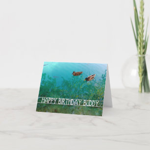 Tarjeta feliz cumpleaños amigo (dos patos)