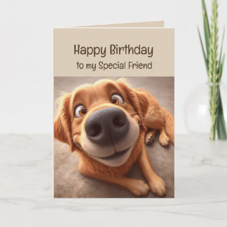 Tarjeta Feliz cumpleaños, amigo especial divertido perro t