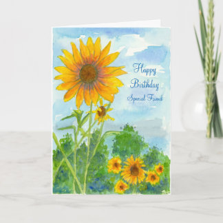 Tarjeta Feliz cumpleaños, amigo especial Sunflower Waterco