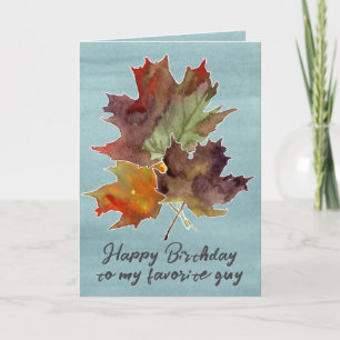 Tarjeta Feliz cumpleaños, amigo favorito de las hojas de a
