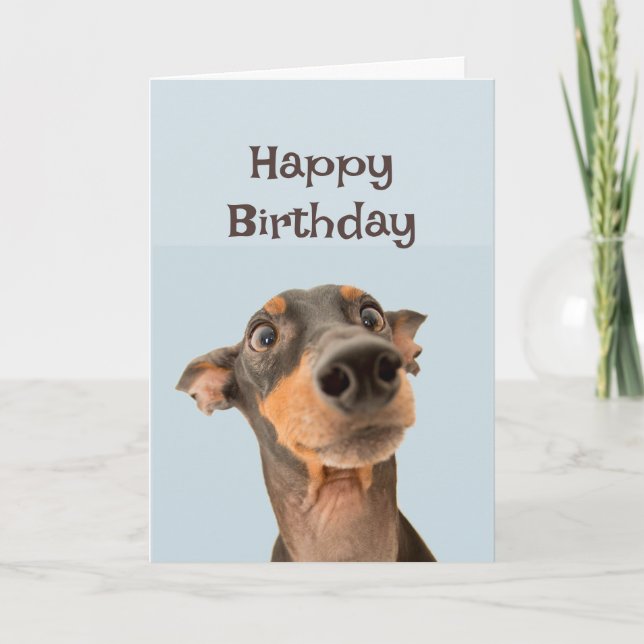 Tarjeta Feliz cumpleaños amigo gracioso perro viejo gruñón (Anverso)
