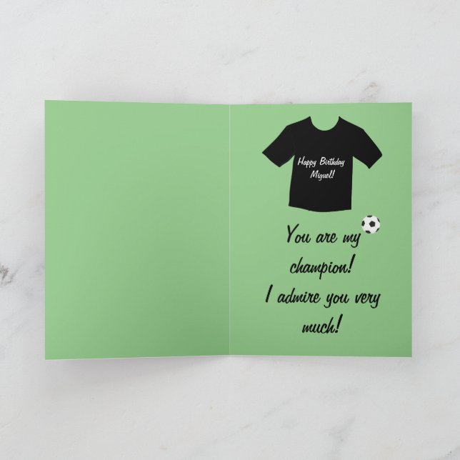 Tarjeta Feliz cumpleaños, amor por el fútbol (Interior)