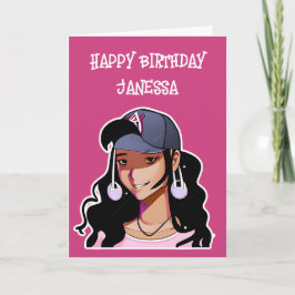 Tarjeta Feliz cumpleaños (Añadir nombre) a un Chica animad