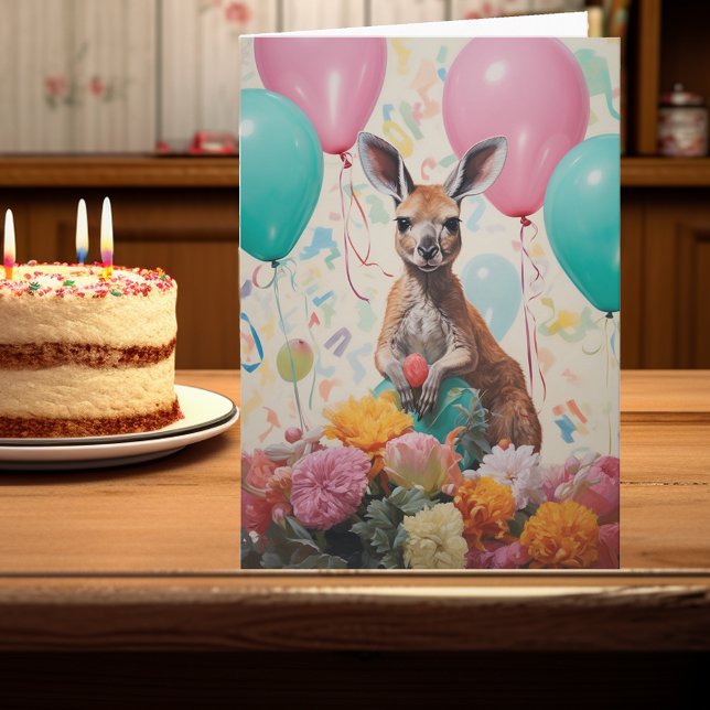 Tarjeta Feliz cumpleaños, animales australianos canguros (Subido por el creador)