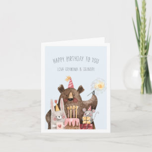 Tarjeta Feliz Cumpleaños   Animales de fiesta para niños l