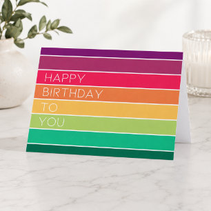 Tarjeta Feliz cumpleaños   Arcoiris Moderno Stripe LGBT Di